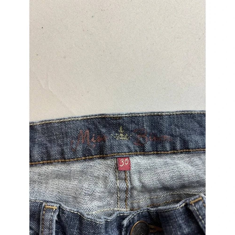Miss Me Womens Size 30 Mid-Rise Bootcut Embellished Fleur de Lis Jeans Dark Wash